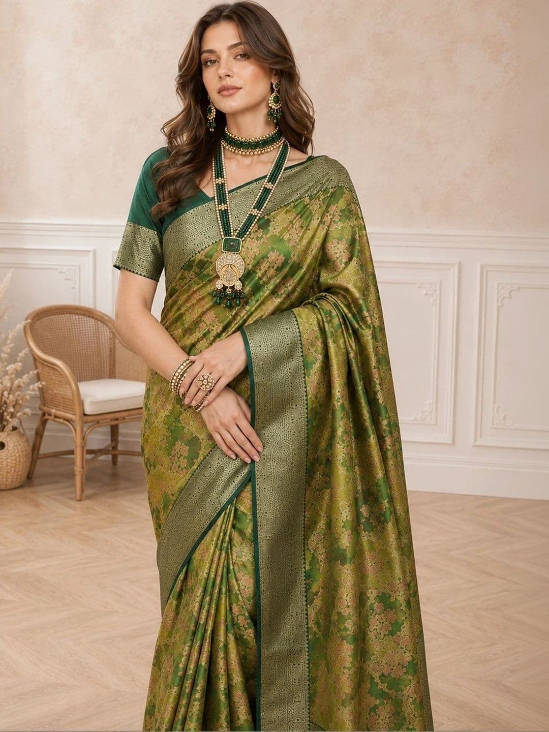 all about you  Women Woven Design Zari Silk Cotton Fusion Saree thumbnail 6
