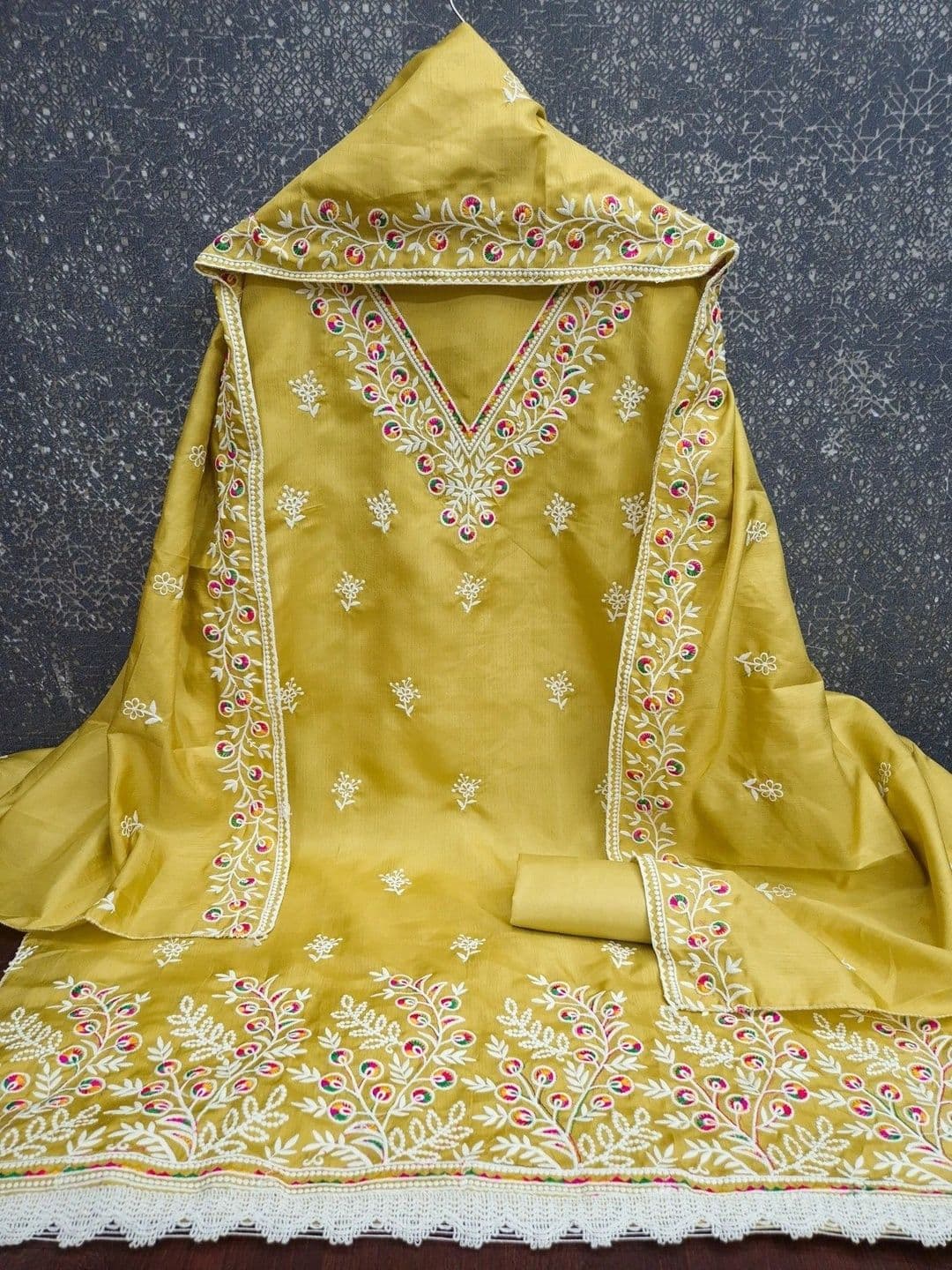 TAVAS Embroidered Pure Cotton Unstitched Dress Material thumbnail 4