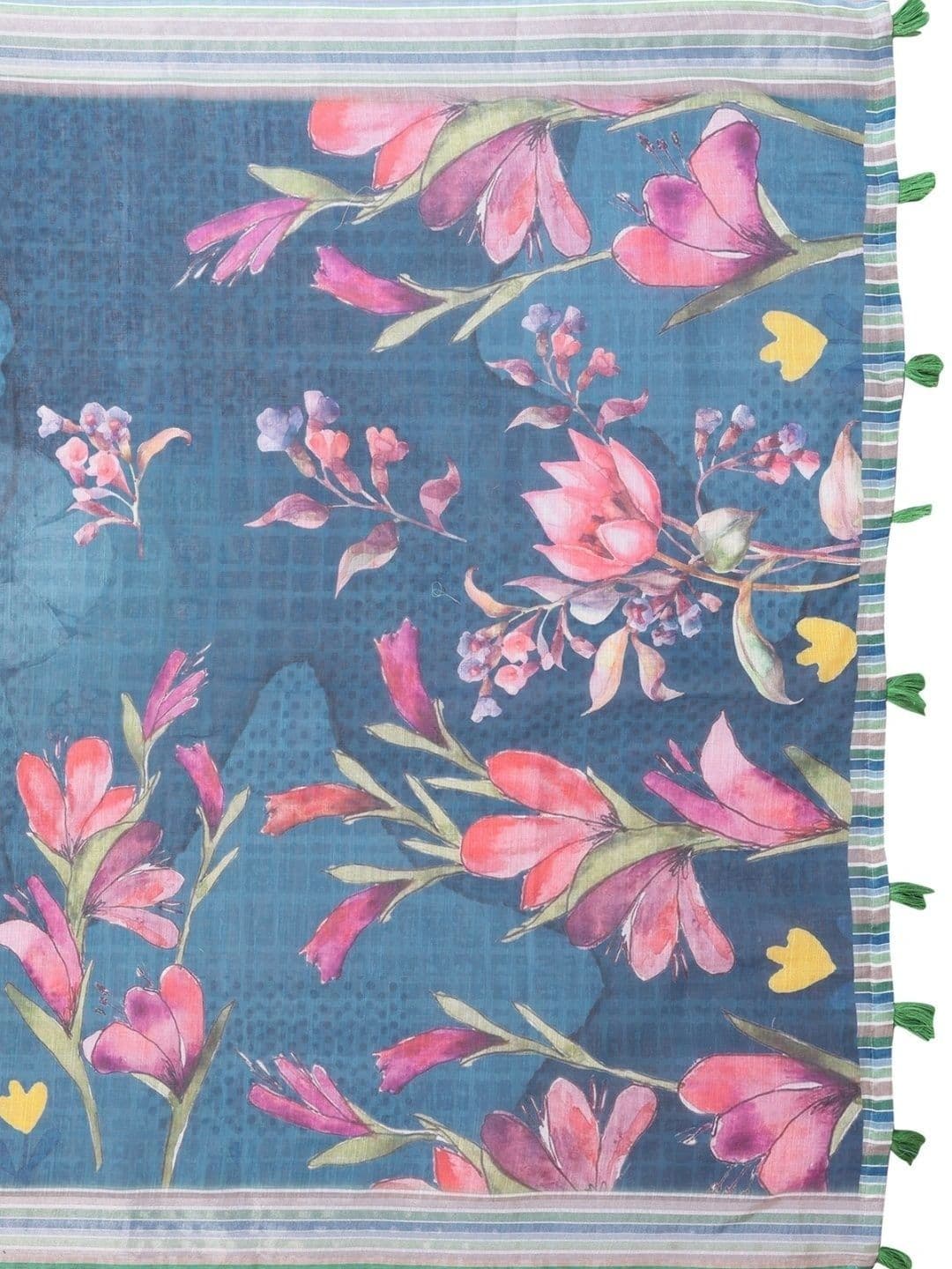Kesarii Floral Linen Blend Saree thumbnail 6