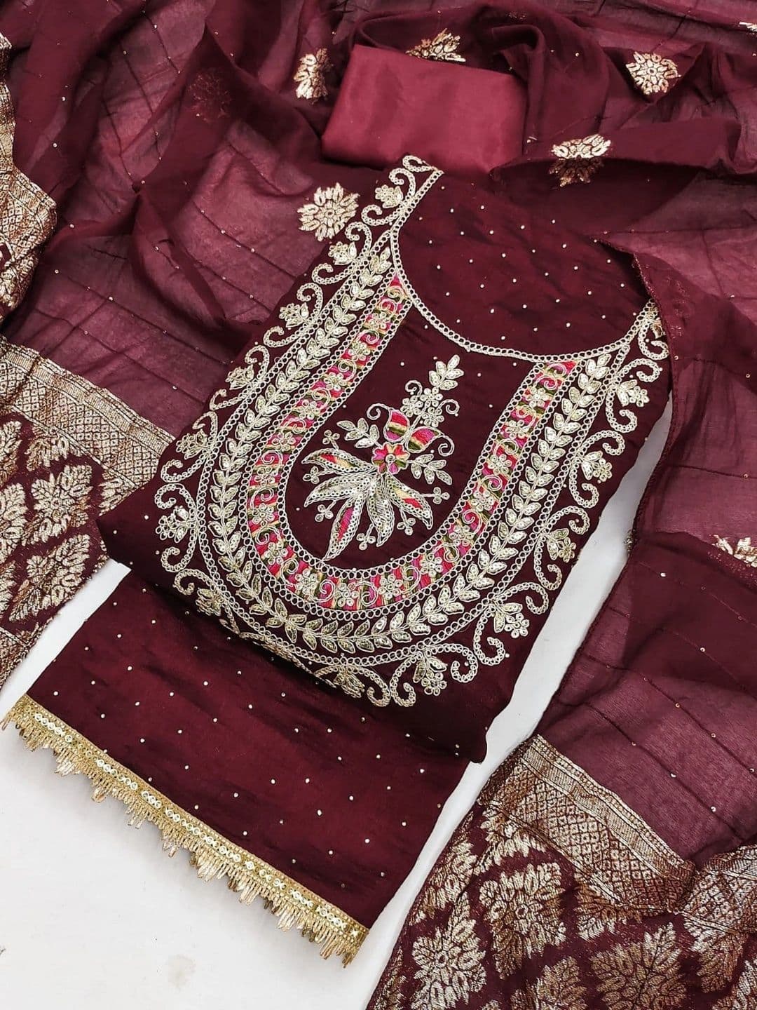 TAVAS Embroidered Unstitched Dress Material thumbnail 6