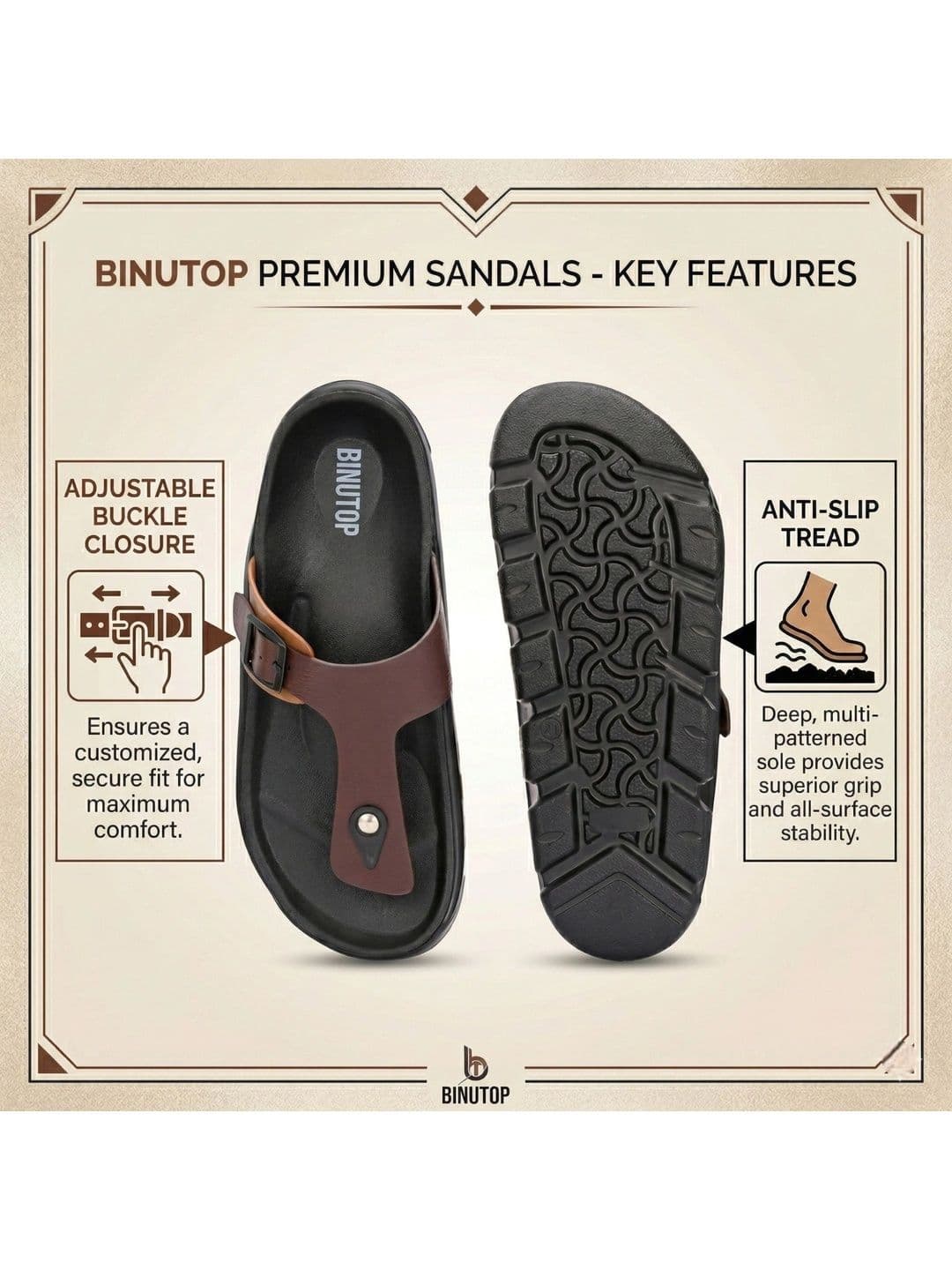 BINUTOP Men Comfort Sandals thumbnail 3