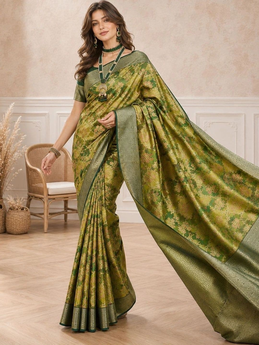 all about you  Women Woven Design Zari Silk Cotton Fusion Saree thumbnail 4