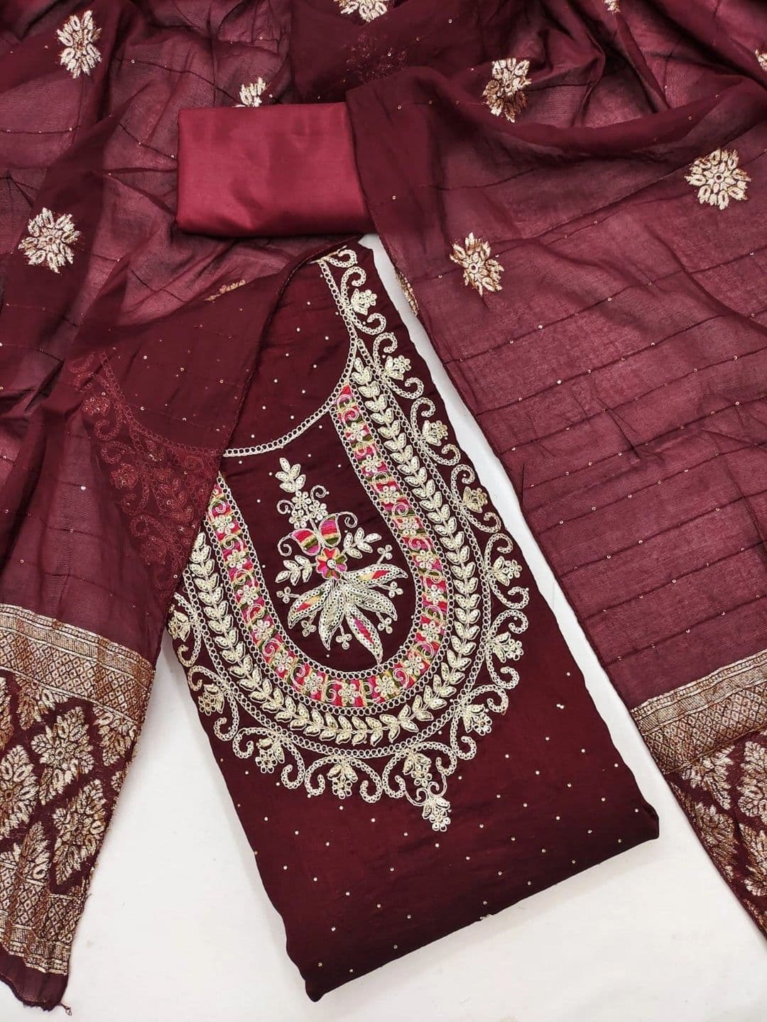 TAVAS Embroidered Unstitched Dress Material thumbnail 5