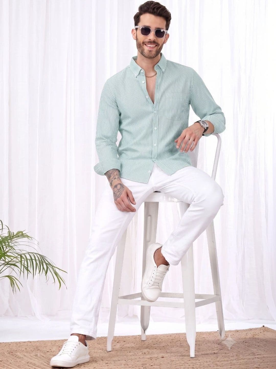 HENSHIKA Men Standard Striped Casual Shirt thumbnail 6