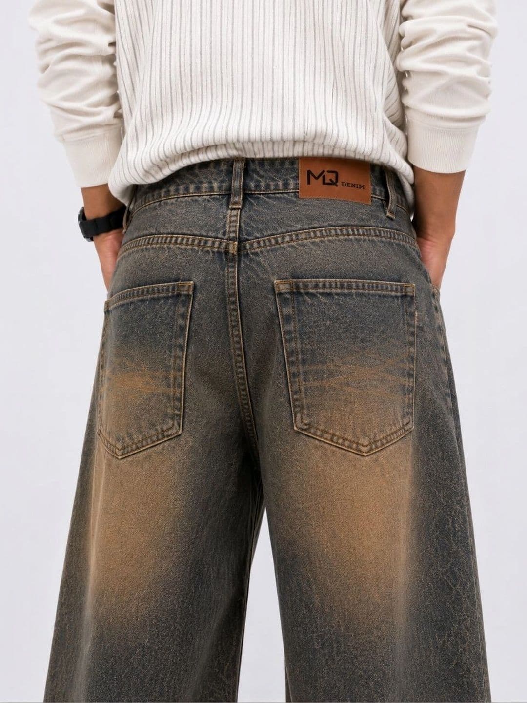 MQ Denim Men Straight Fit Mid-Rise Low Distress Light Fade Jeans thumbnail 4