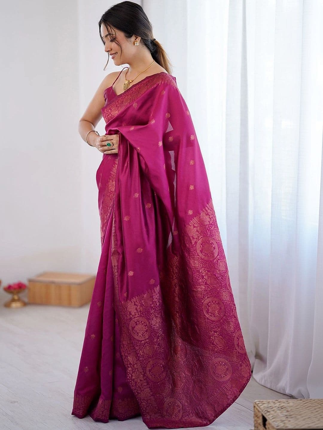 SANISA Woven Design Zari Silk Blend Saree thumbnail 2