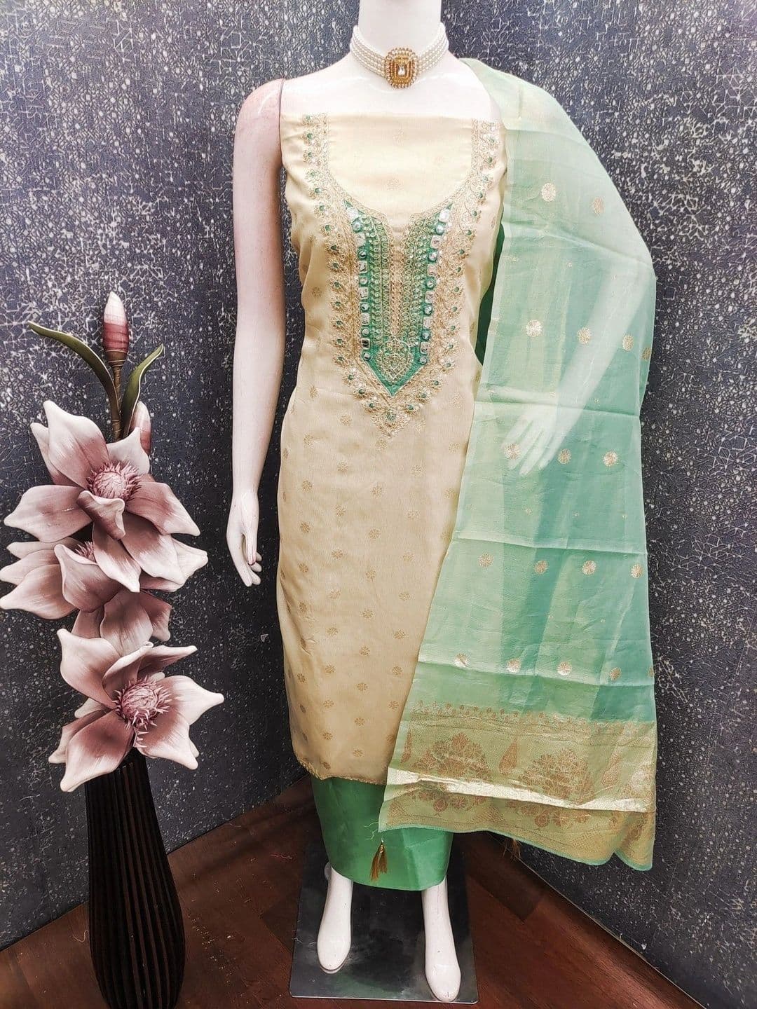 TAVAS Embroidered Unstitched Dress Material - view 1