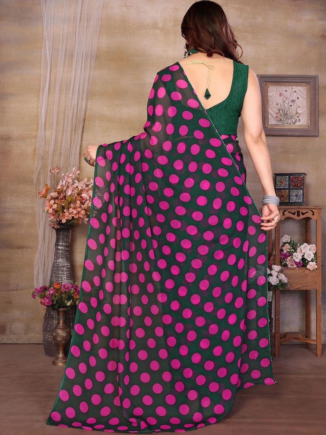 ANIRAV Polka Dot Pure Georgette Saree thumbnail 4