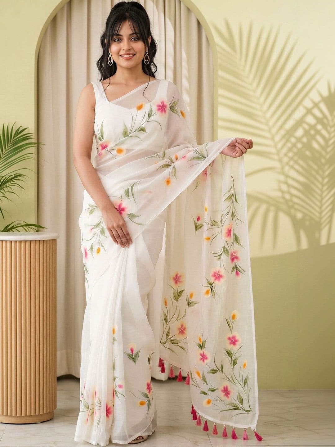 Sangria Ethnic Motifs Poly Chiffon Designer Saree thumbnail 3
