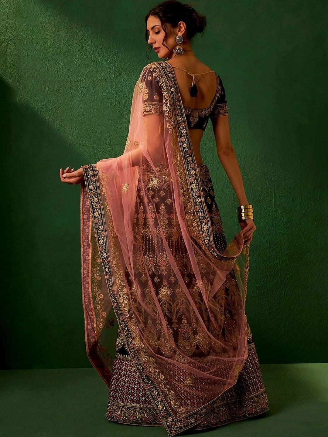Anouk Rustic Embroidered Semi-Stitched Lehenga & Unstitched Blouse With Dupatta thumbnail 4