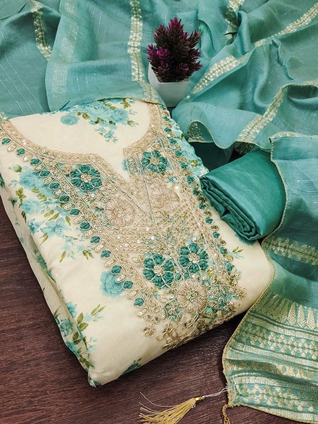 TAVAS Embroidered Unstitched Dress Material thumbnail 2