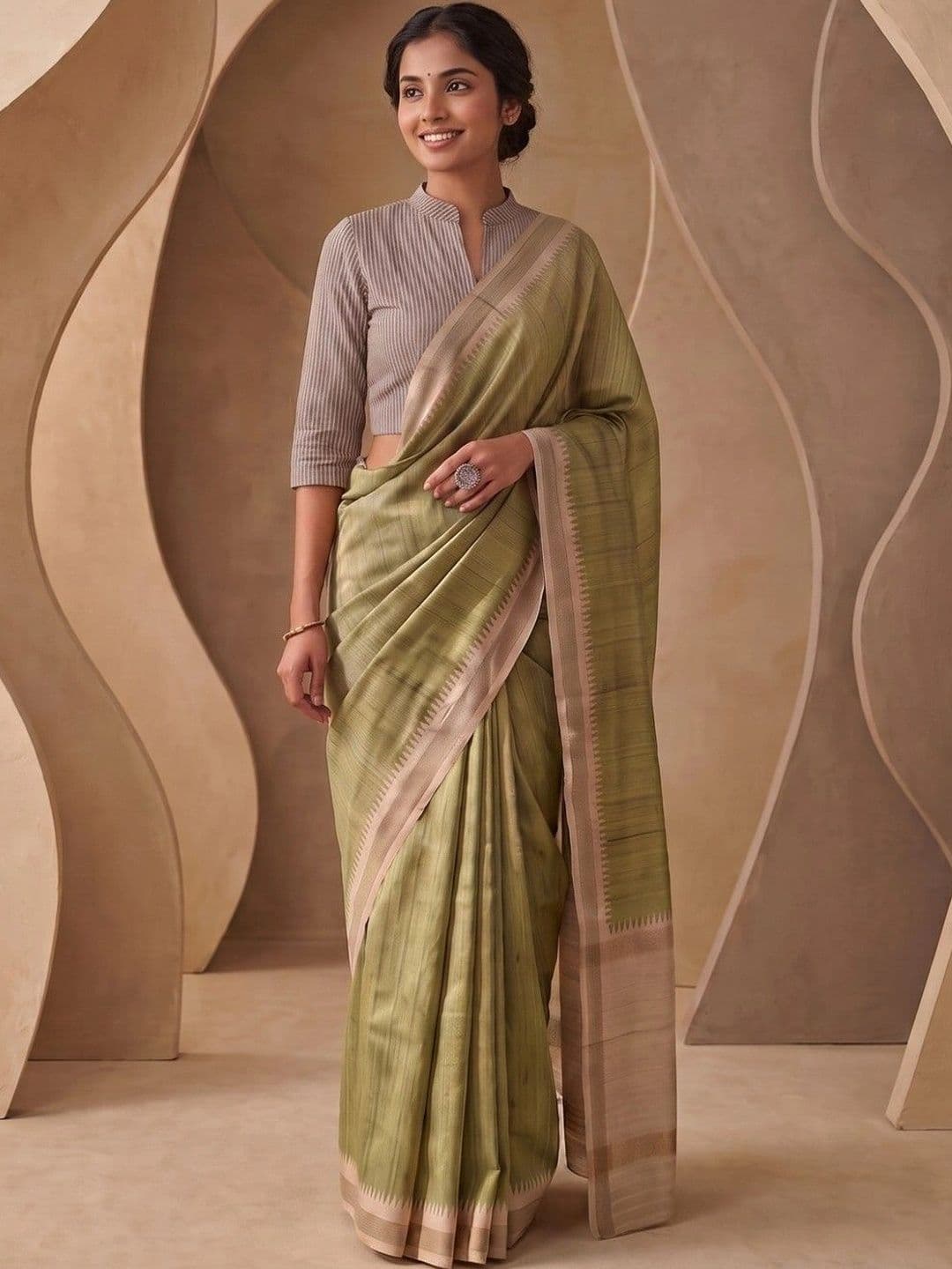 House of Vived Embellished Silk Blend Designer Saree - view 1
