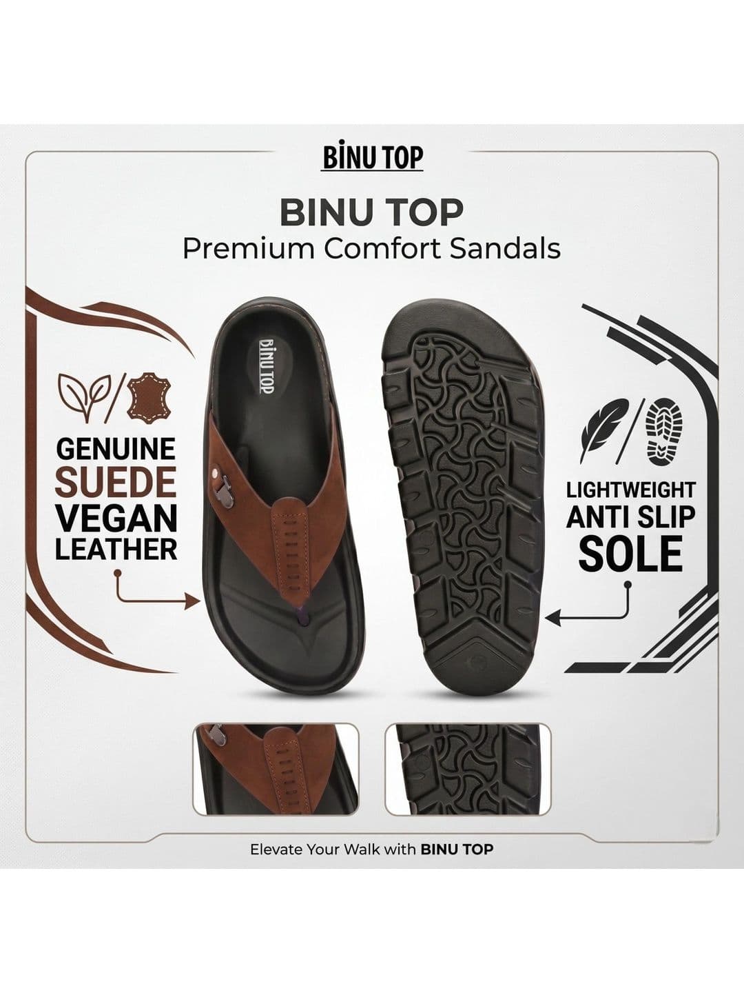BINUTOP Men Comfort Sandals thumbnail 3