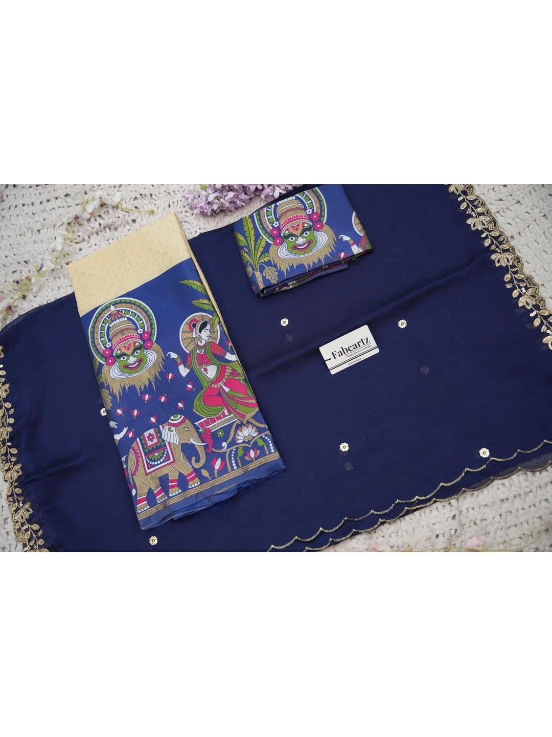 Fabcartz Sequinned Unstitched Lehenga & Blouse With Dupatta thumbnail 3