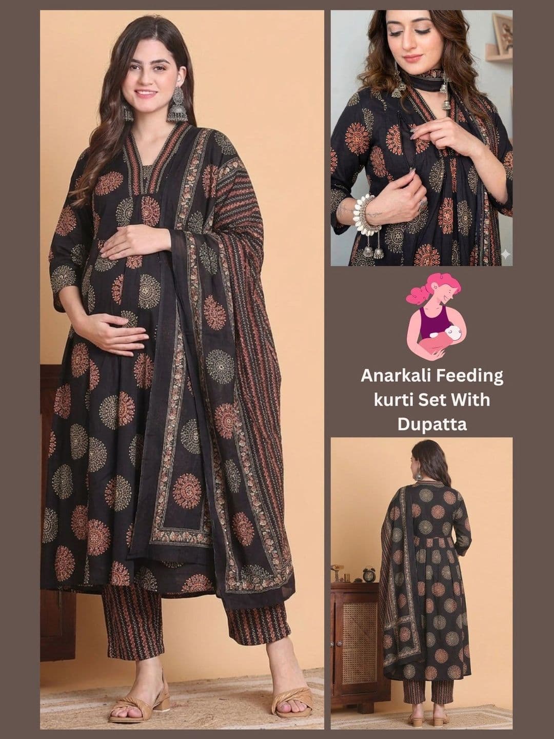 SKY FAB Women Ethnic Motifs Printed Empire Kurta with Trousers & With Dupatta thumbnail 6