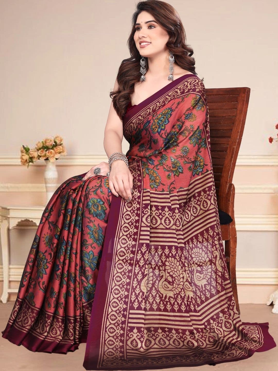 BOLOKA Floral Poly Georgette Designer Saree thumbnail 3