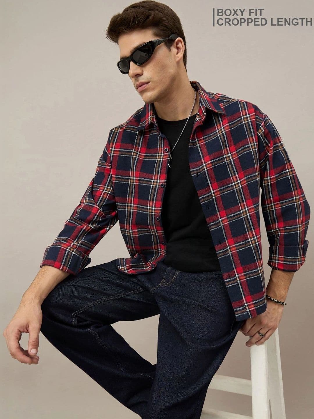 CHIMPAAANZEE Men Boxy Checked Casual Shirt thumbnail 5