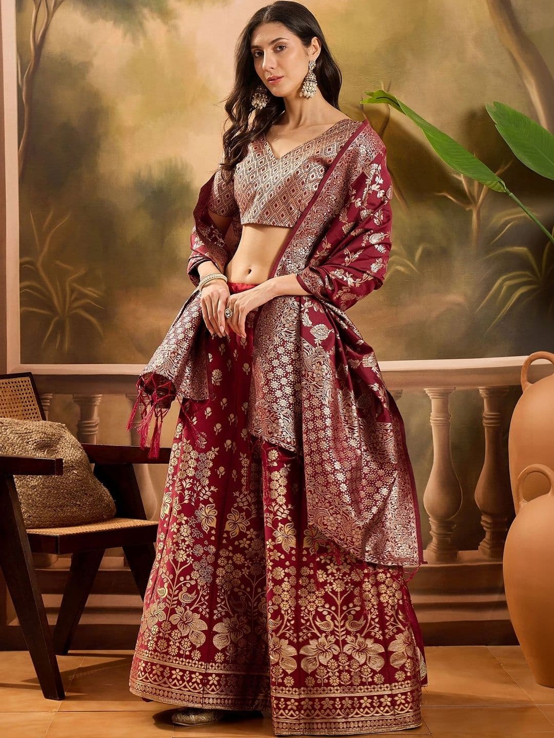 Anouk Rustic Semi-Stitched Lehenga & Unstitched Blouse With Dupatta thumbnail 4