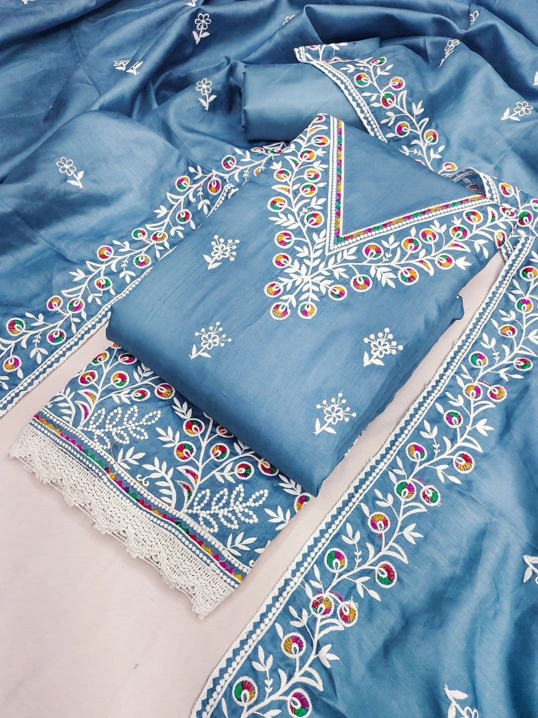 TAVAS Embroidered Pure Cotton Unstitched Dress Material thumbnail 2