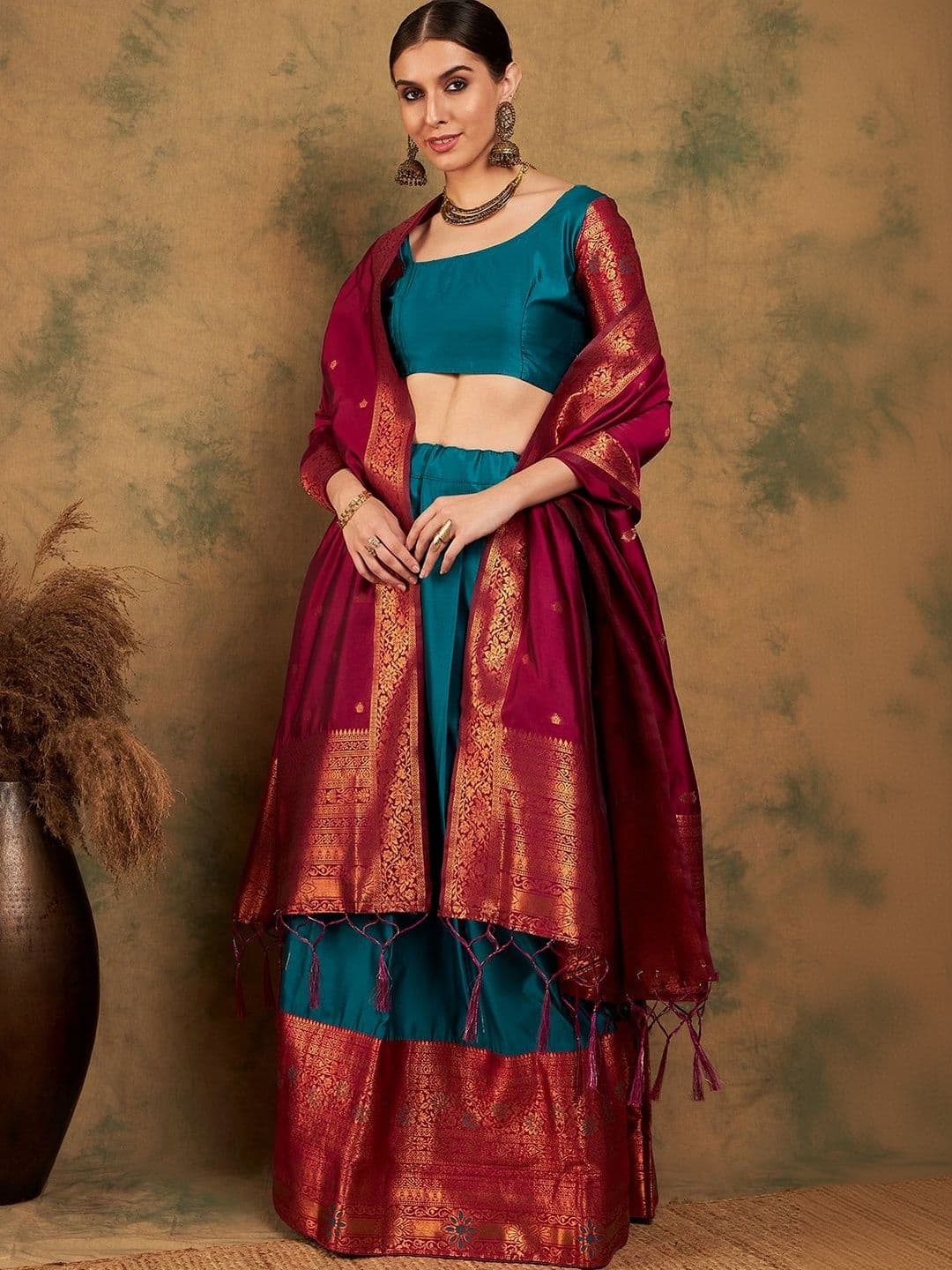 Anouk Rustic Semi-Stitched Lehenga & Unstitched Blouse With Dupatta thumbnail 3