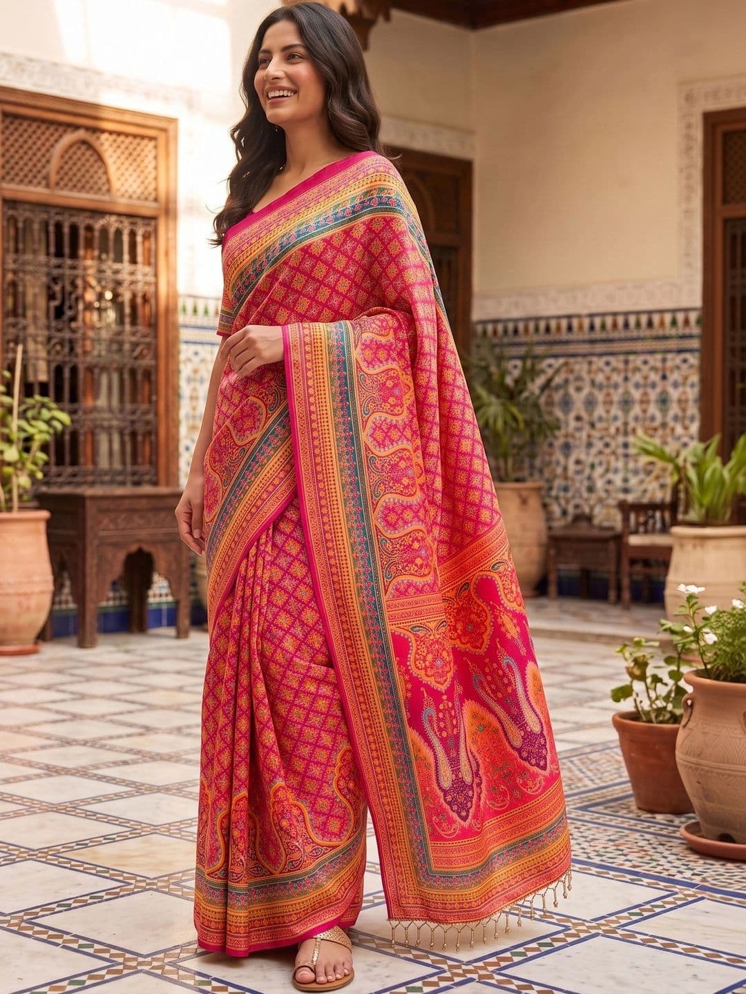 SARIYA Ethnic Motifs Beads and Stones Pure Georgette Saree thumbnail 4