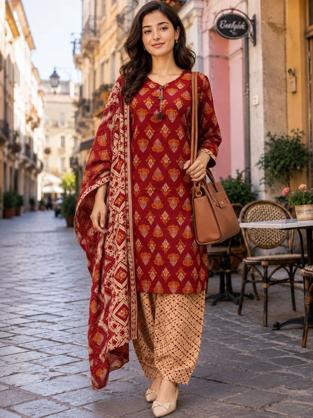 Merira Women Ethnic Motifs Printed Regular Kurta with Patiala & With Dupatta thumbnail 3