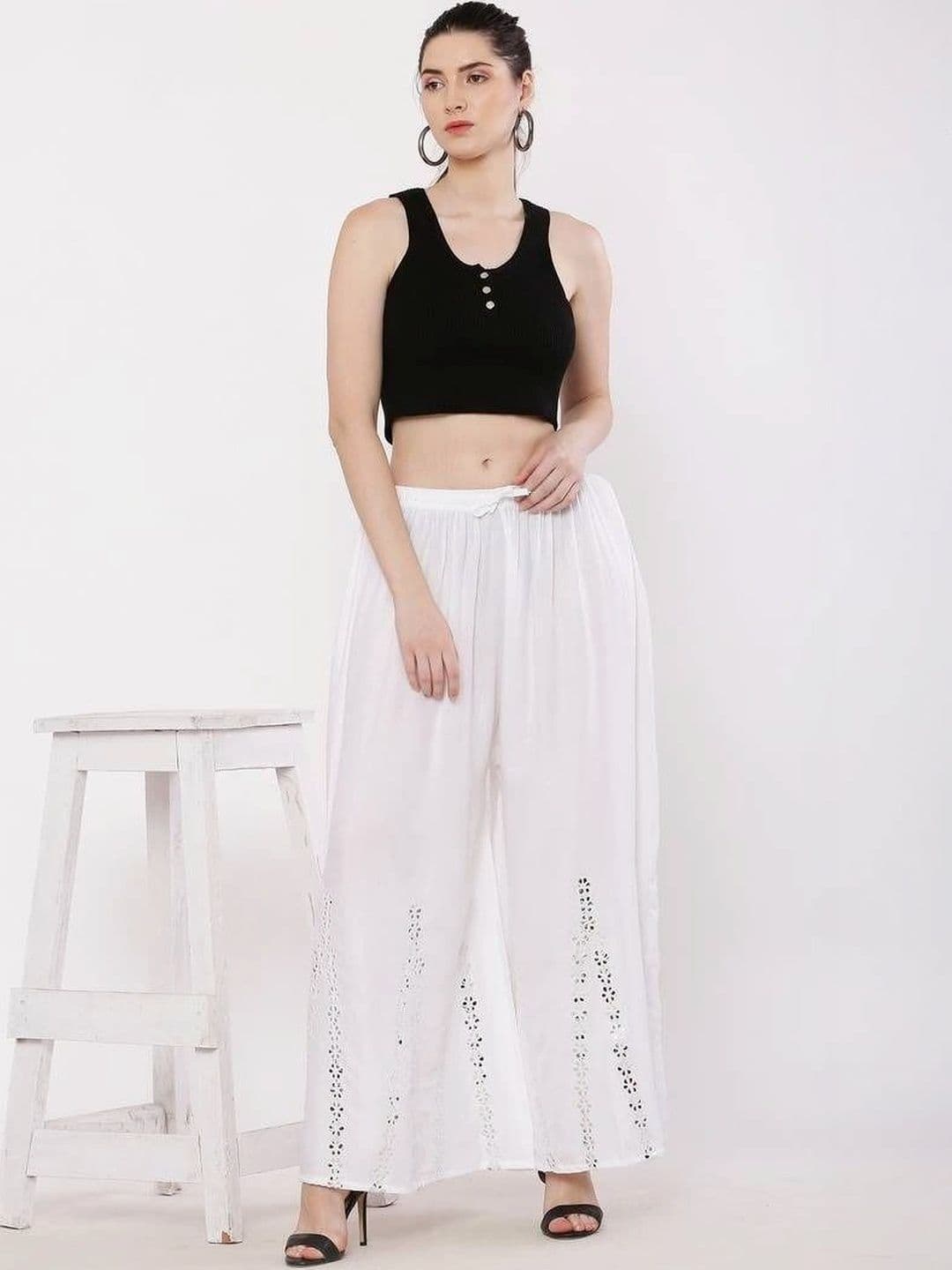 Meyara Women Ethnic Motifs Embroidered Knitted Ethnic Palazzos thumbnail 5