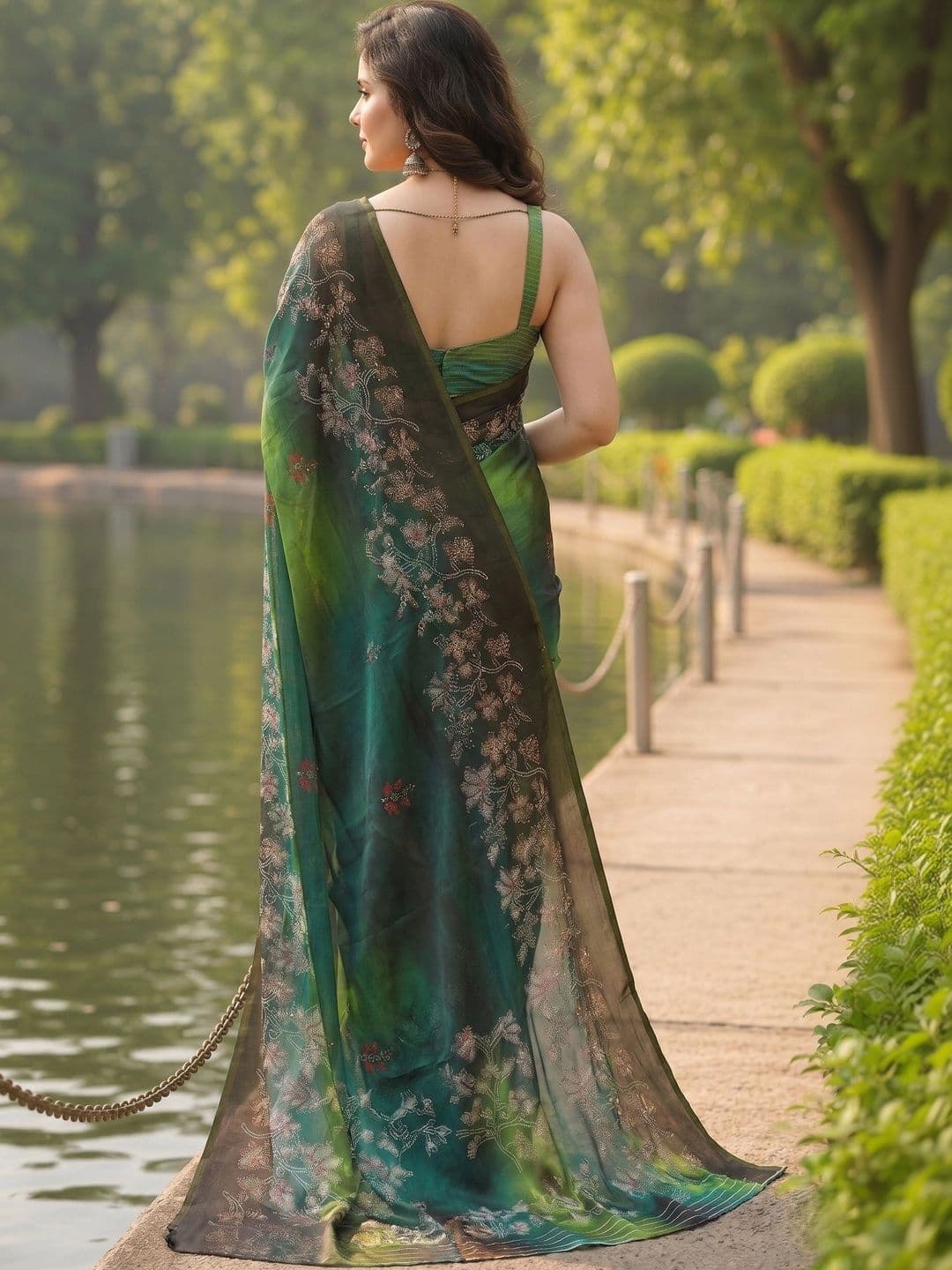 BOLOKA Embroidered Poly Georgette Designer Saree thumbnail 4