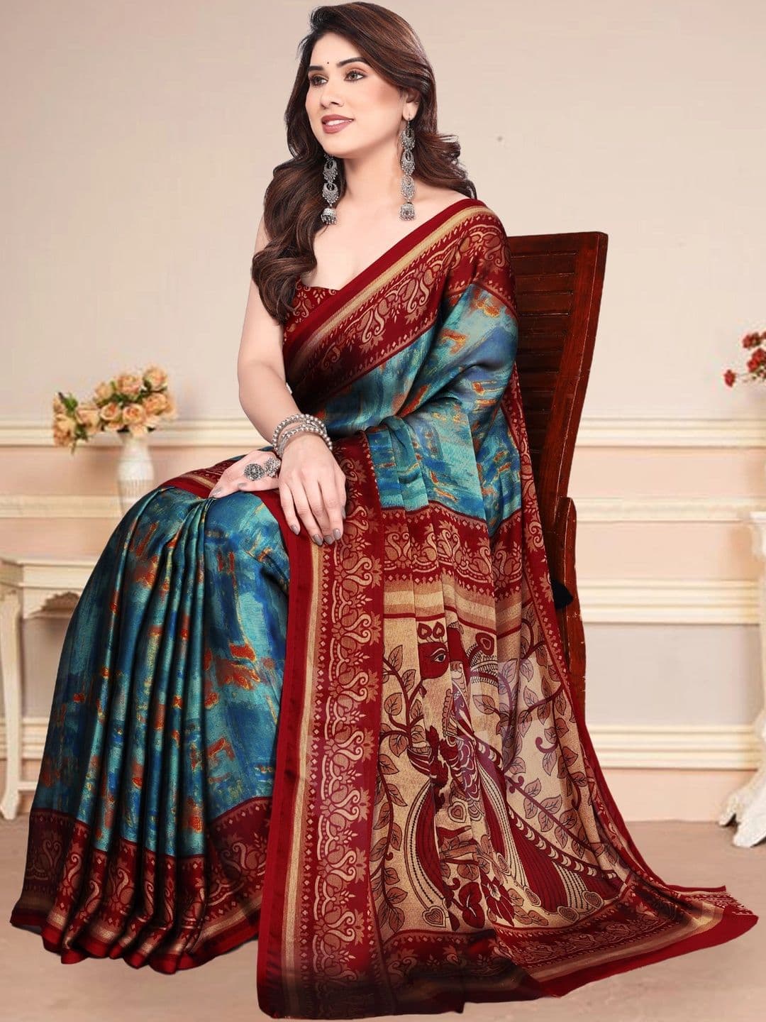 BOLOKA Poly Georgette Designer Saree thumbnail 4