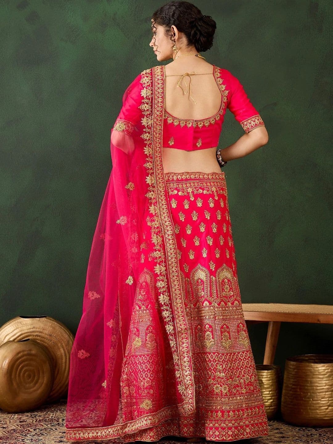 Anouk Rustic Embroidered Semi-Stitched Lehenga & Unstitched Blouse With Dupatta thumbnail 6