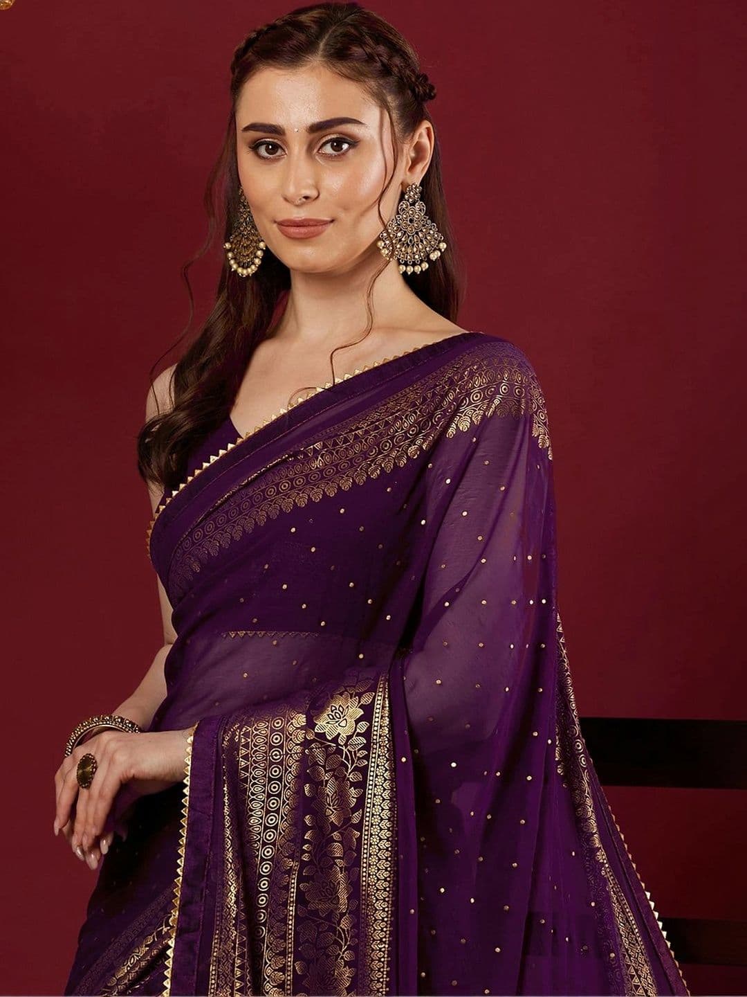 SANISA Woven Design Zari Pure Georgette Saree thumbnail 4