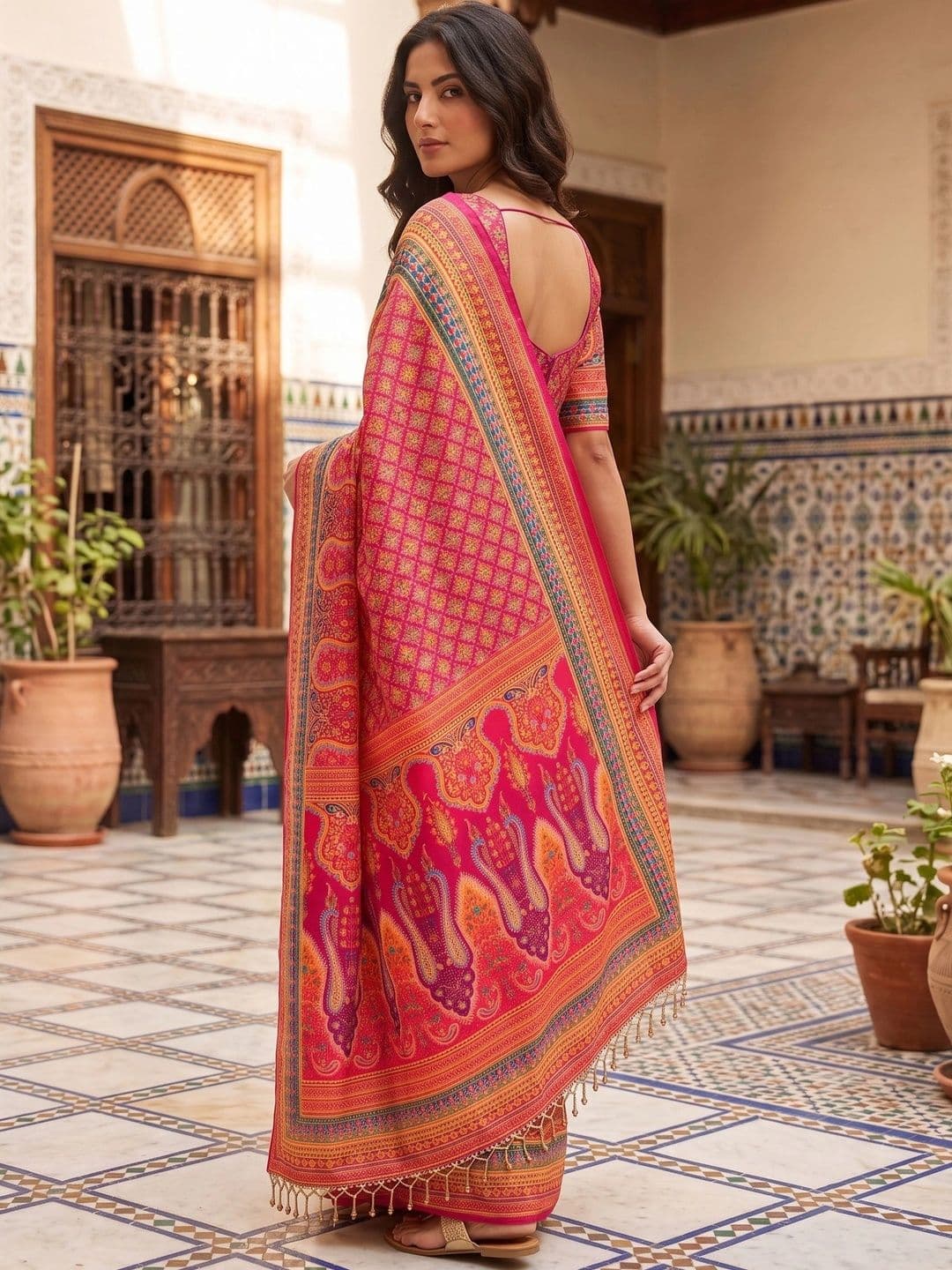 SARIYA Ethnic Motifs Beads and Stones Pure Georgette Saree thumbnail 2
