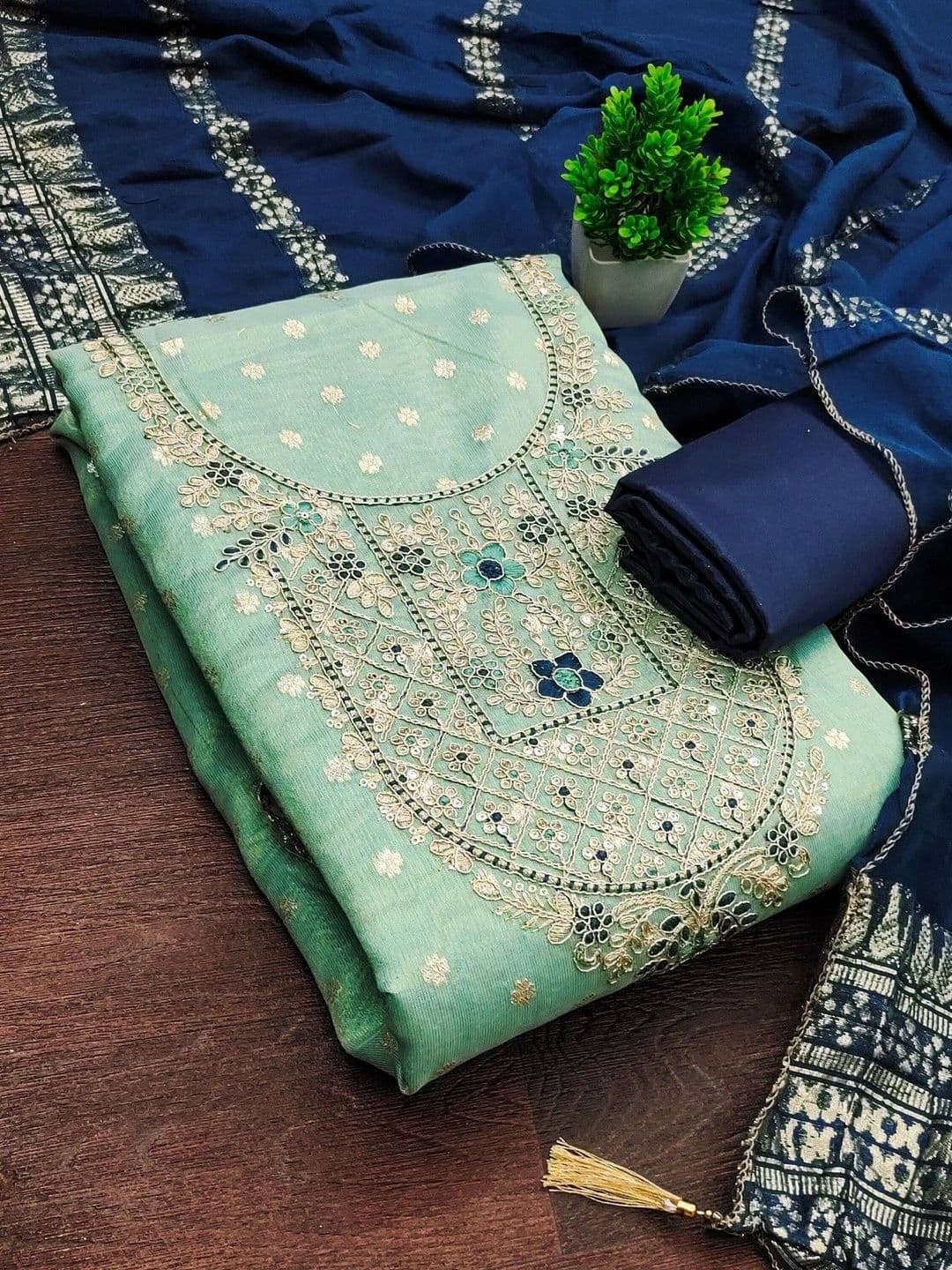 TAVAS Embroidered Unstitched Dress Material thumbnail 5
