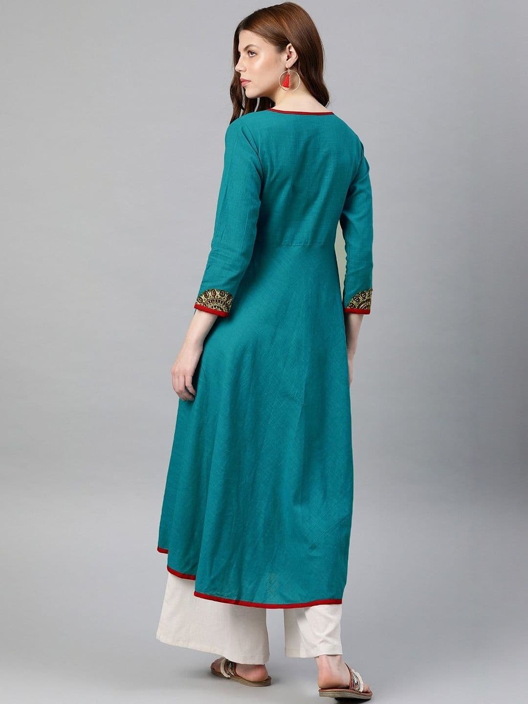 KALINI Women Ethnic Motifs Printed Patchwork Anarkali Kurta thumbnail 2