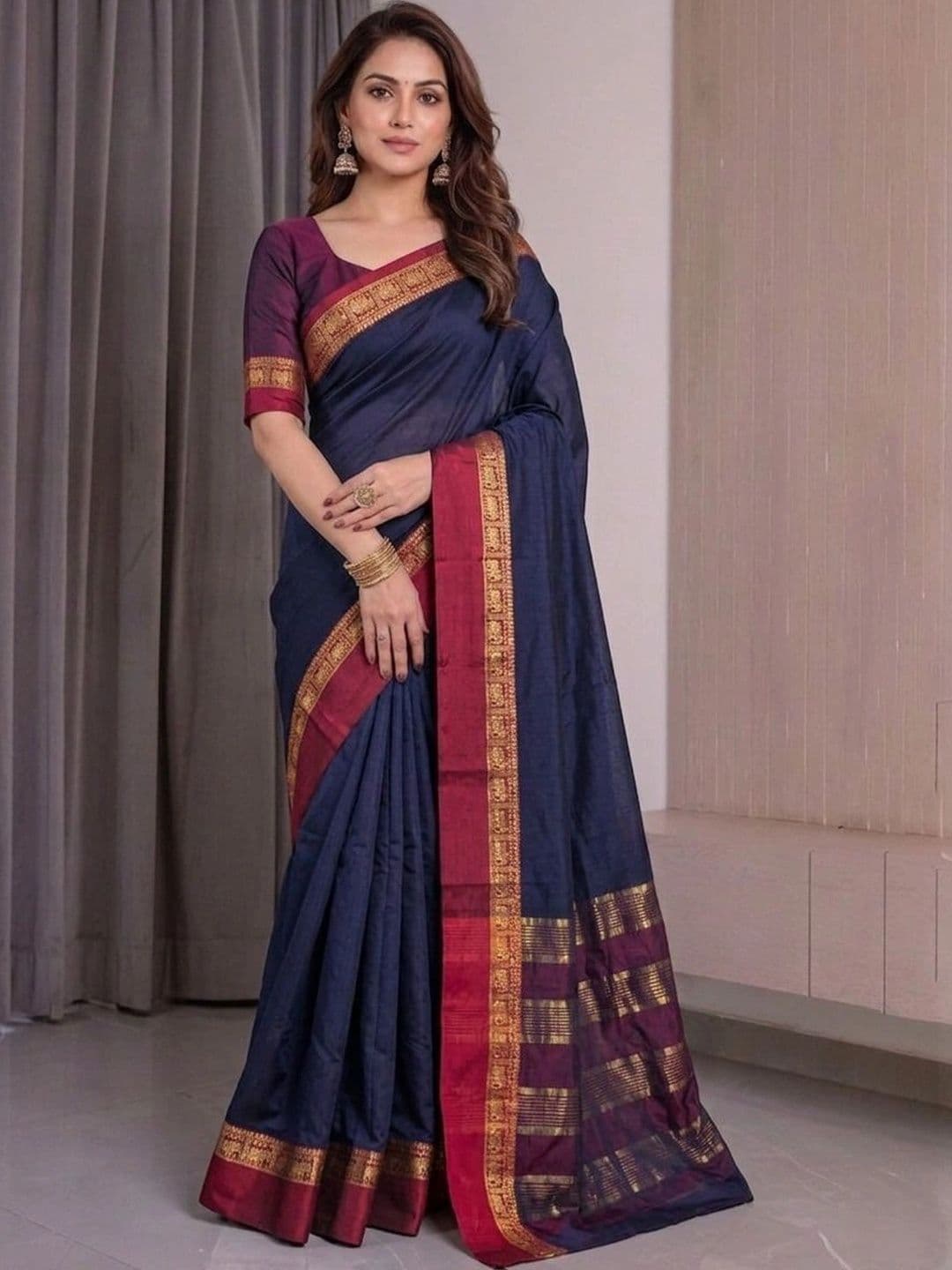 BOLOKA Striped Zari Designer Narayan Peth Saree - view 1
