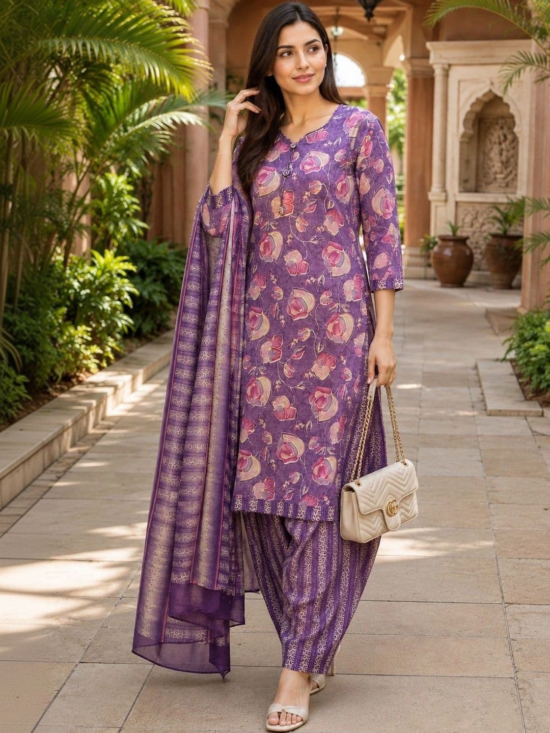 Moda Rapido Women Floral Printed Regular Kurta with Patiala & With Dupatta thumbnail 4