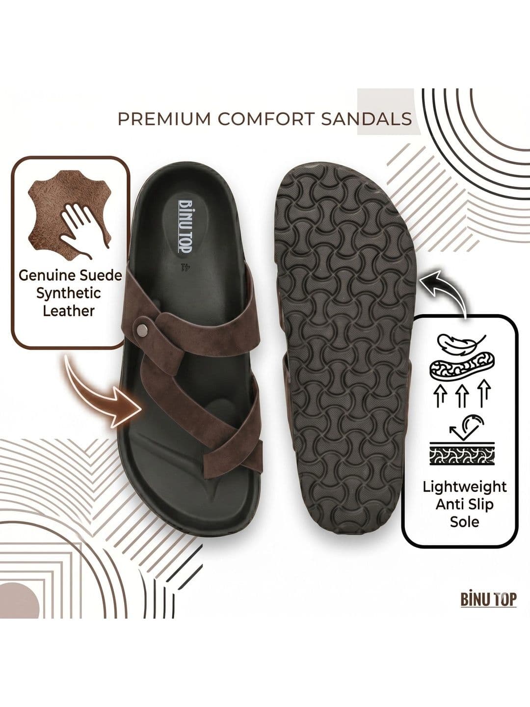 BINUTOP Men Comfort Sandals thumbnail 3