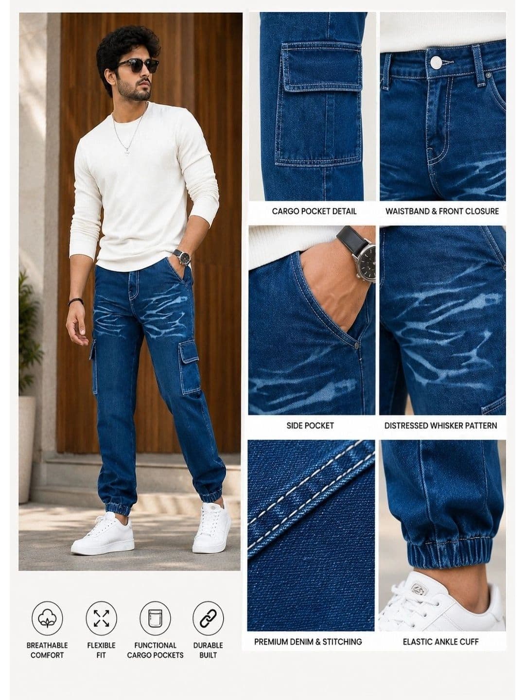 styhub Men Relaxed Fit Mid-Rise Low Distress Jeans thumbnail 4