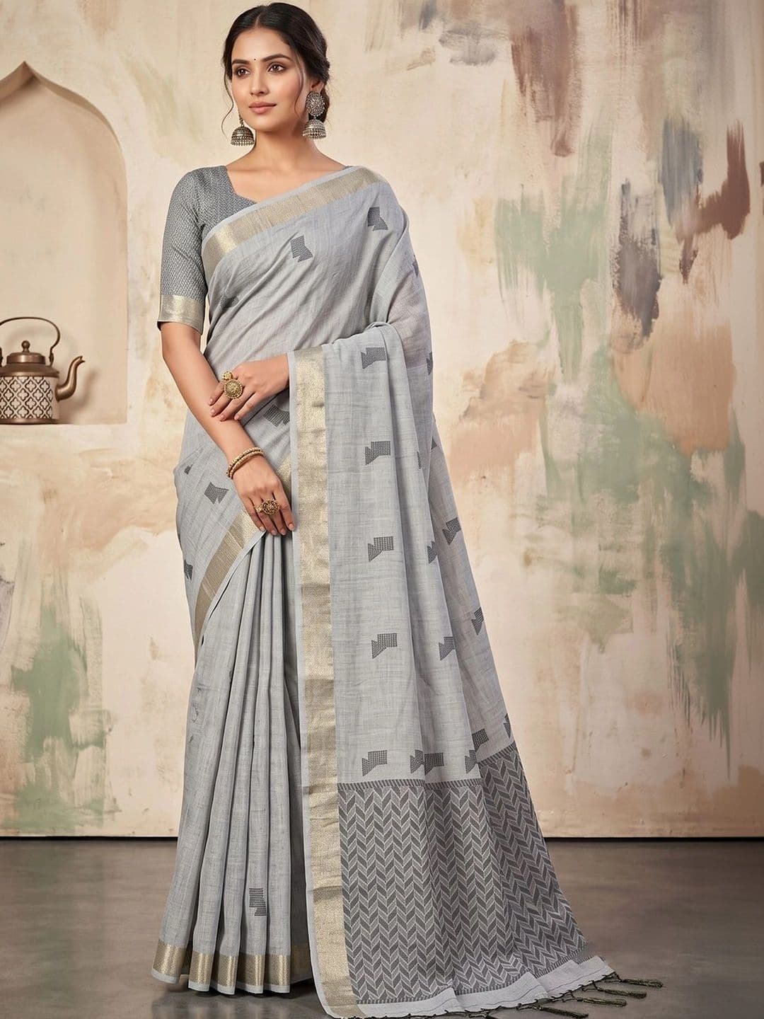 Mitera Woven Design Linen Blend Saree - view 1