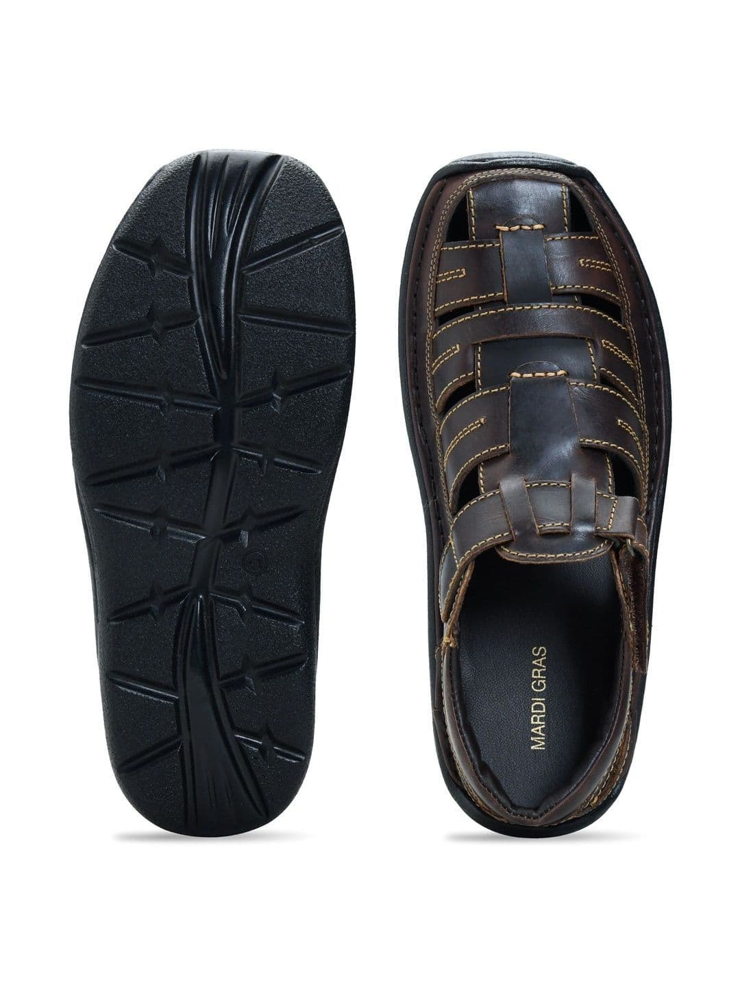 Mardi Gras Men Leather Comfort Sandals thumbnail 6