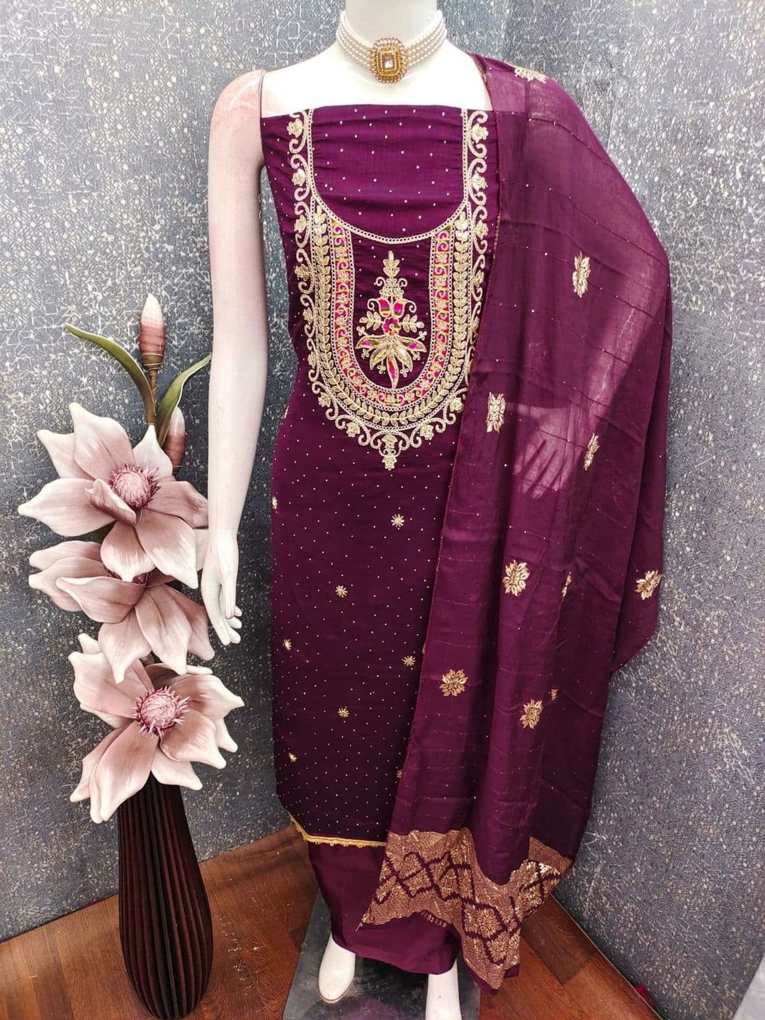TAVAS Embroidered Unstitched Dress Material thumbnail 5