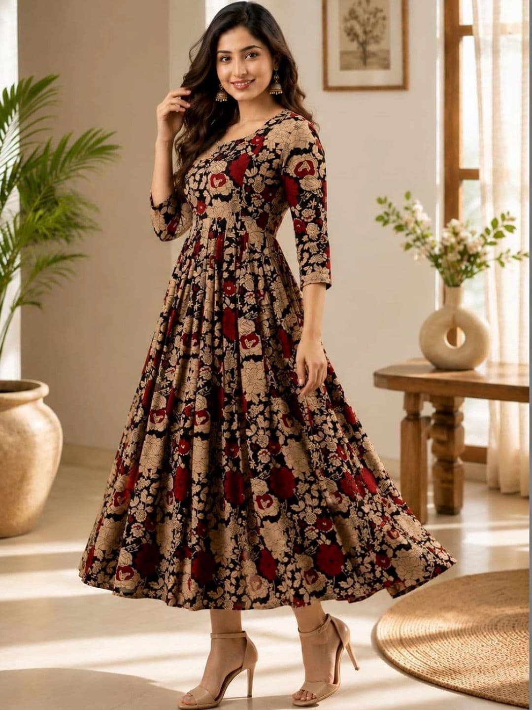 Pranati Enterprise Women Floral Printed Floral Anarkali Kurta thumbnail 2