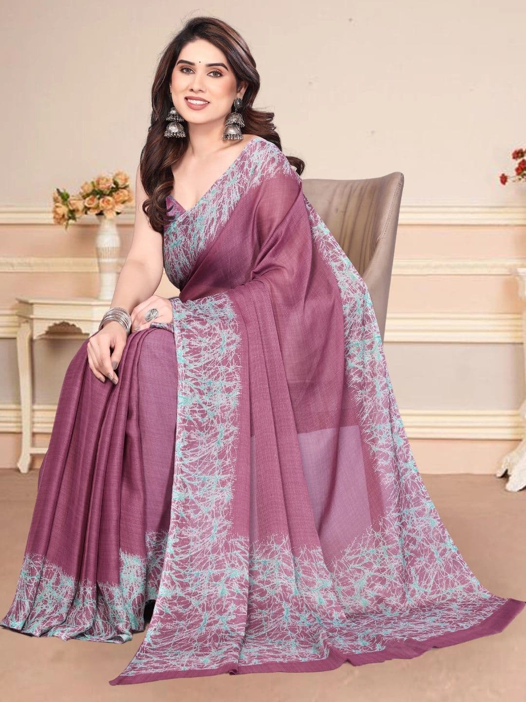 BOLOKA Women Printed Poly Georgette Designer Saree thumbnail 2