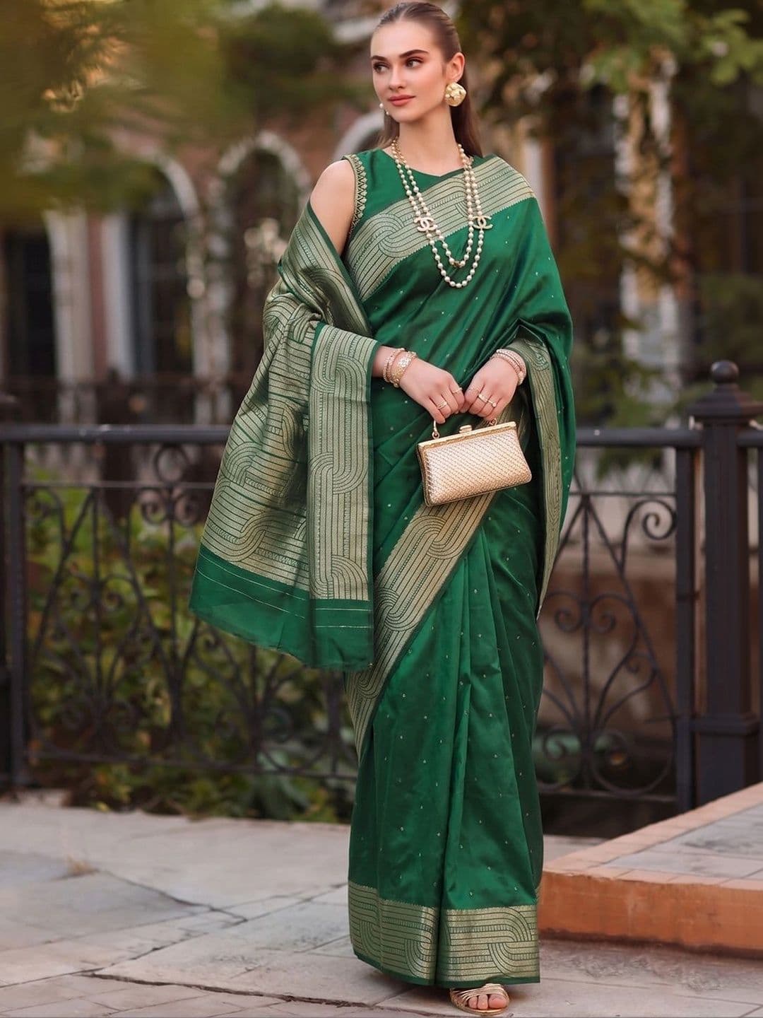 Mitera Woven Design Zari Silk Blend Banarasi Saree - view 1