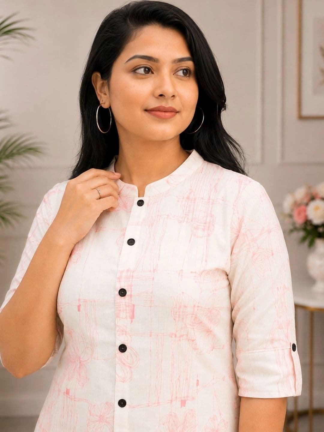 YADHIKA CREATION Women Ethnic Motifs Printed Regular Pure Cotton Kurta with Trousers thumbnail 6