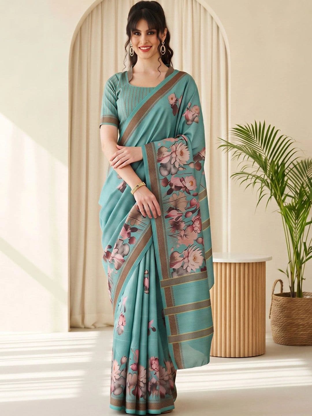 Sangria Floral Designer Saree - view 1