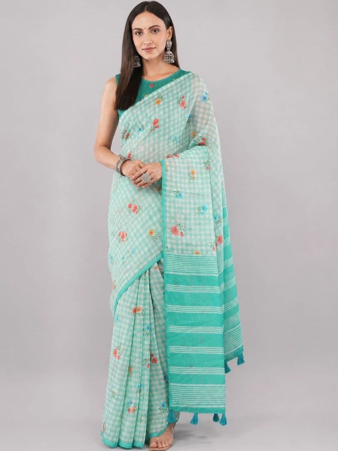 SAMANTHA Floral Linen Blend Saree - view 1
