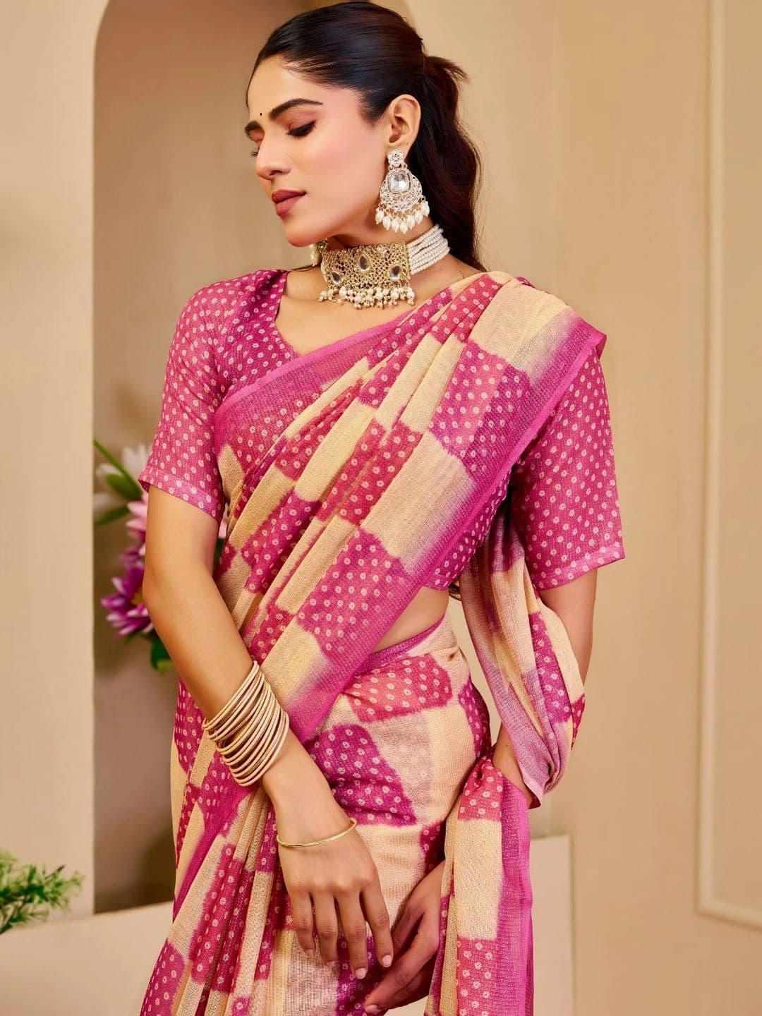 ZAMUNA Tissue Designer Bhagalpuri Saree thumbnail 3
