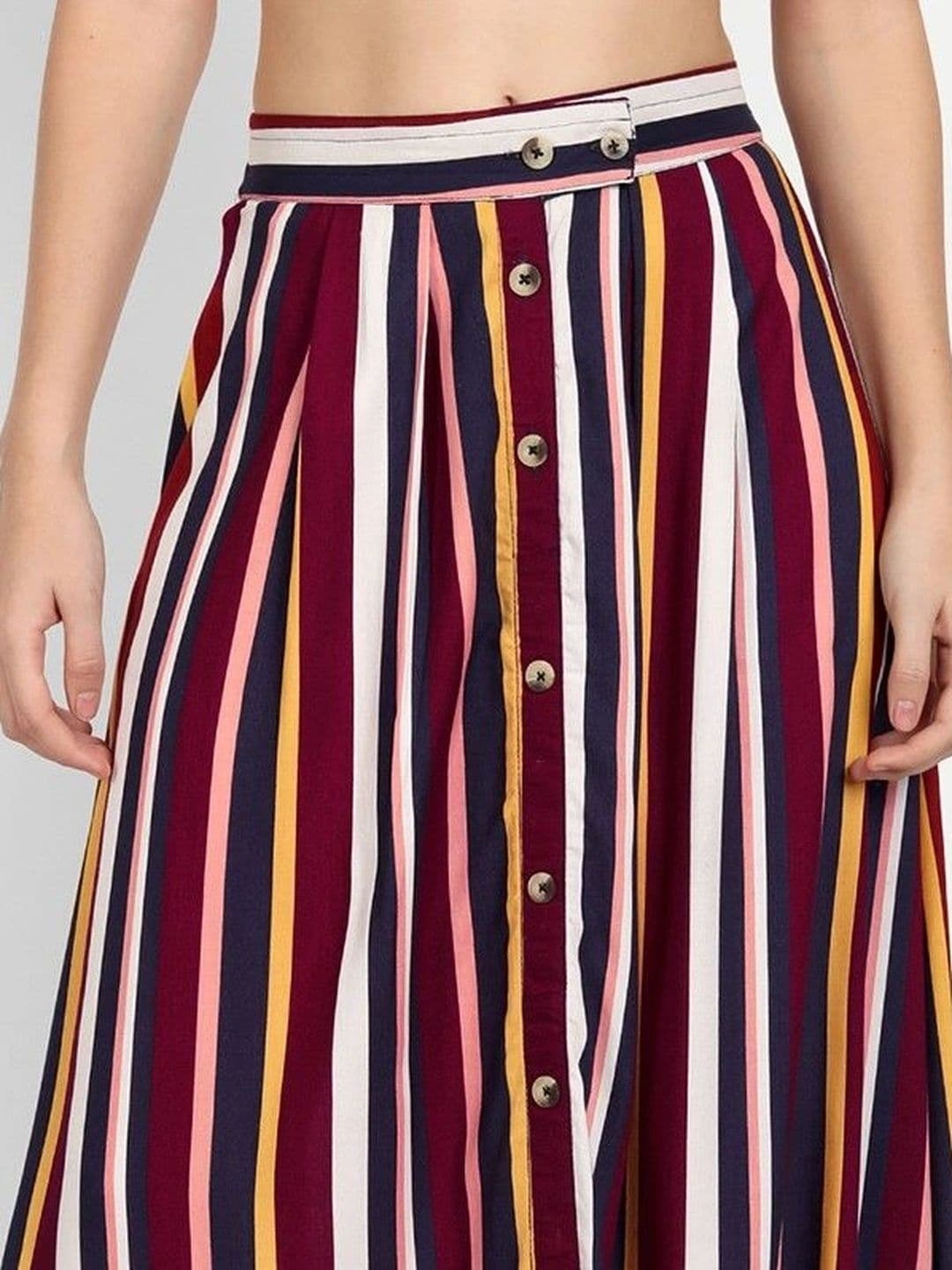 Aaruvi Ruchi Verma Women Striped Midi Flared Skirt thumbnail 2