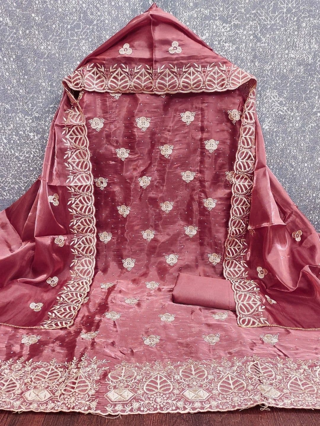 TAVAS Embroidered Pure Silk Unstitched Dress Material thumbnail 5